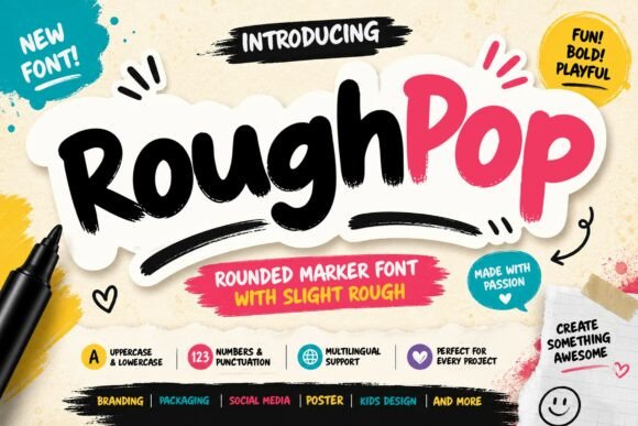 Rough Pop Marker: A Handwritten Display Font for Brands